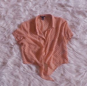 Forever 21 Tied Polka Dotted Crop Top